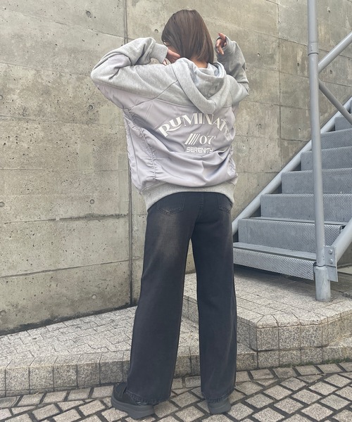 シルバー ストレートデニム レディース Roger&Raw ジーンズ デニム デニムパンツ ラインストーンデニム