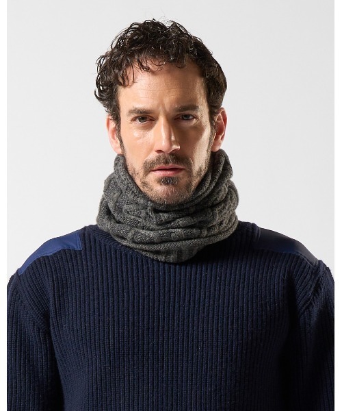 wjk ネックウォーマー スヌード plating cable knit snood メンズ