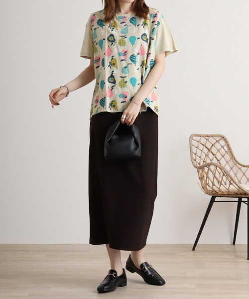 tシャツ EMAGO 洋ナシ刺繍プリントT レディース Emago tシャツ EMAGO 洋ナシ刺繍プリントT レディース