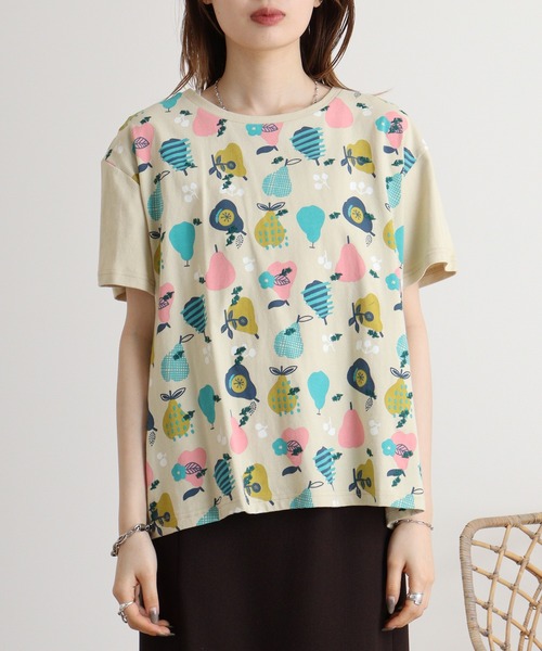 tシャツ EMAGO 洋ナシ刺繍プリントT レディース Emago tシャツ EMAGO 洋ナシ刺繍プリントT レディース