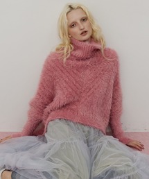 LA BELLE ETUDE　MIXフェザーヤーンボリュームタートルニット LA BELLE ETUDE（ラベルエチュード） ニット セーター MIXフェザー