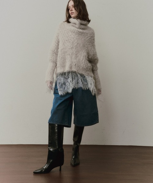 専用出品／カラー様／／／新品MIXフェザーヤーンボリュームタートルニット LA BELLE ETUDE（ラベルエチュード）の「MIXフェザーヤーンボリューム