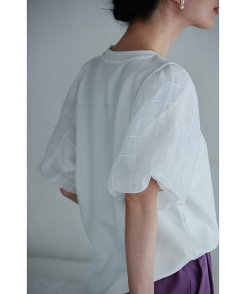 tシャツ チュールパフスリーブの立体ブーケTシャツトップス レディース cawaii tシャツ チュールパフスリーブの立体ブーケTシャツ
