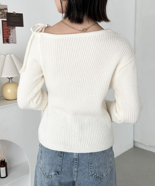 CLEA ニット セーター ショルダーリボンニットトップス レディース