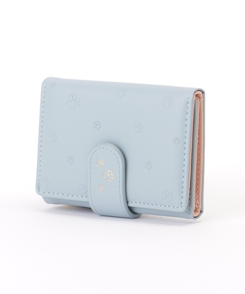水色　三つ折り　財布　ミニ財布 Lace Ladies（レースレディース） 財布 スナップ式 アニマル 型押し