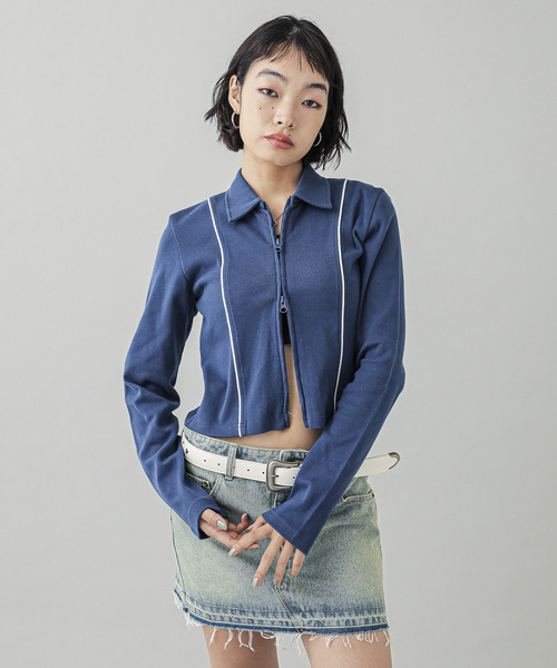 tシャツ ONE POINT BUTTERFLY ZIP UP TOP レディース