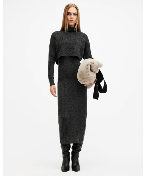 MURIEL&MERCURIA ワンピース ALLSAINTS ワンピース MURIEL 2-IN-1 KNITTED SLIM MIDI DRESS