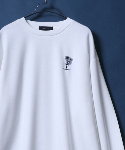 tシャツ ANPAS Flower Embroidery Oversized T-Shirt /アンパス別注 花柄 ワンポイント刺繍 オーバーサイズ ポンチ長袖Tシャツ ロンT スウェット トップス… | ANPAS | 02