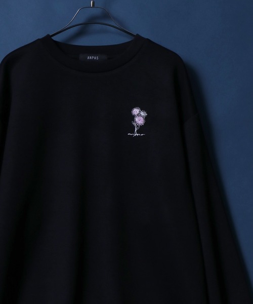 tシャツ ANPAS Flower Embroidery Oversized T-Shirt /アンパス別注 花柄 ワンポイント刺繍 オーバーサイズ ポンチ長袖Tシャツ ロンT スウェット トップス… | ANPAS | 05