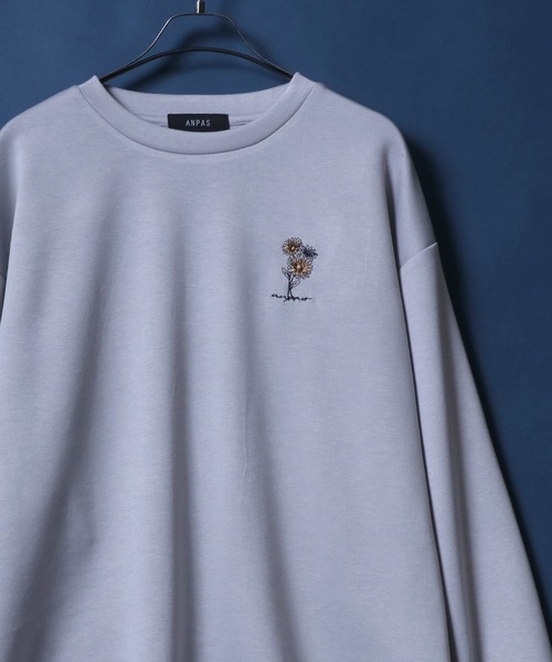 tシャツ ANPAS Flower Embroidery Oversized T-Shirt /アンパス別注 花柄 ワンポイント刺繍 オーバーサイズ ポンチ長袖Tシャツ ロンT スウェット トップス… | ANPAS | 08
