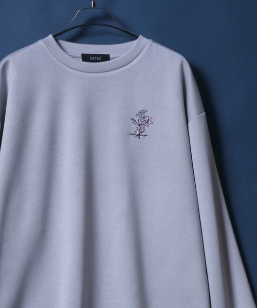 tシャツ ANPAS Flower Embroidery Oversized T-Shirt /アンパス別注 花柄 ワンポイント刺繍 オーバーサイズ ポンチ長袖Tシャツ ロンT スウェット トップス… | ANPAS | 07