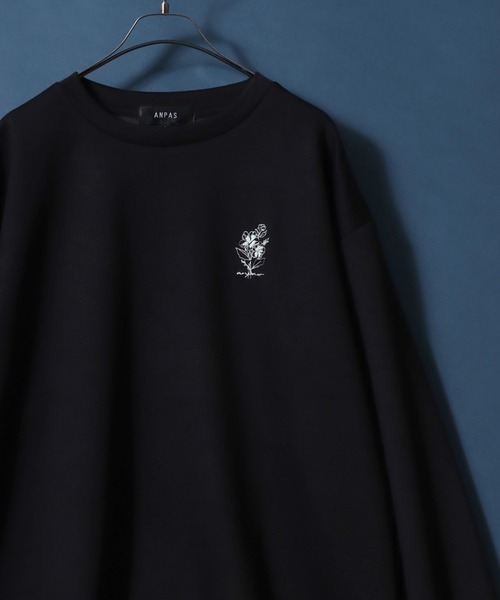 tシャツ ANPAS Flower Embroidery Oversized T-Shirt /アンパス別注 花柄 ワンポイント刺繍 オーバーサイズ ポンチ長袖Tシャツ ロンT スウェット トップス… | ANPAS | 06