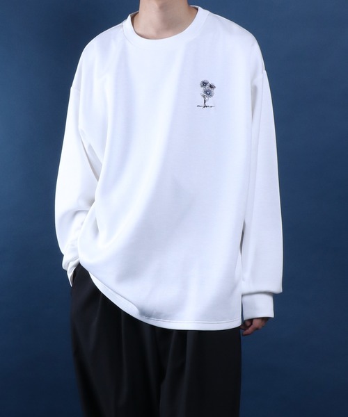 tシャツ ANPAS Flower Embroidery Oversized T-Shirt /アンパス別注 花柄 ワンポイント刺繍 オーバーサイズ ポンチ長袖Tシャツ ロンT スウェット トップス… | ANPAS | 12