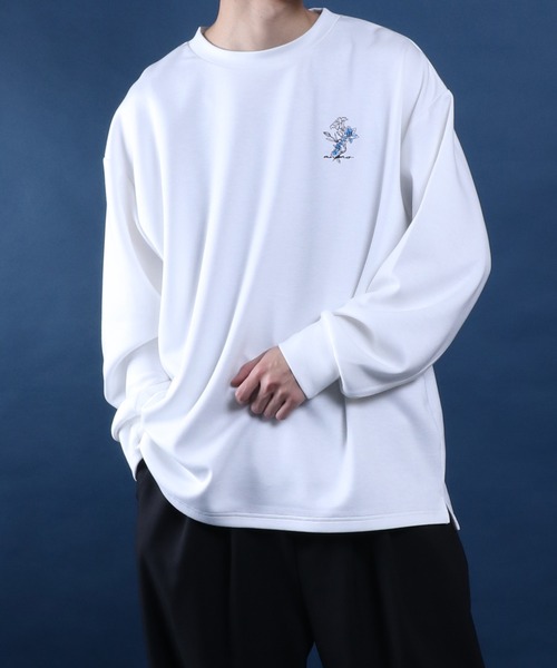 tシャツ ANPAS Flower Embroidery Oversized T-Shirt /アンパス別注 花柄 ワンポイント刺繍 オーバーサイズ ポンチ長袖Tシャツ ロンT スウェット トップス… | ANPAS | 11