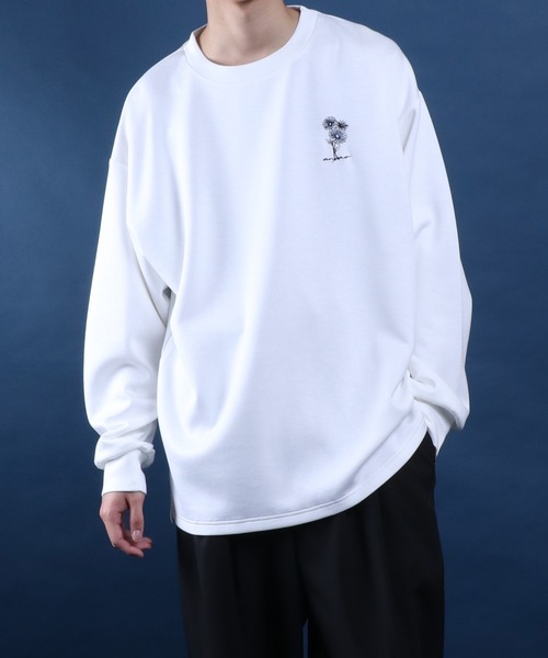 tシャツ ANPAS Flower Embroidery Oversized T-Shirt /アンパス別注 花柄 ワンポイント刺繍 オーバーサイズ ポンチ長袖Tシャツ ロンT スウェット トップス… | ANPAS | 13