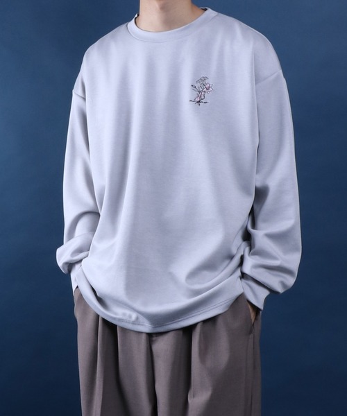 tシャツ ANPAS Flower Embroidery Oversized T-Shirt /アンパス別注 花柄 ワンポイント刺繍 オーバーサイズ ポンチ長袖Tシャツ ロンT スウェット トップス… | ANPAS | 18