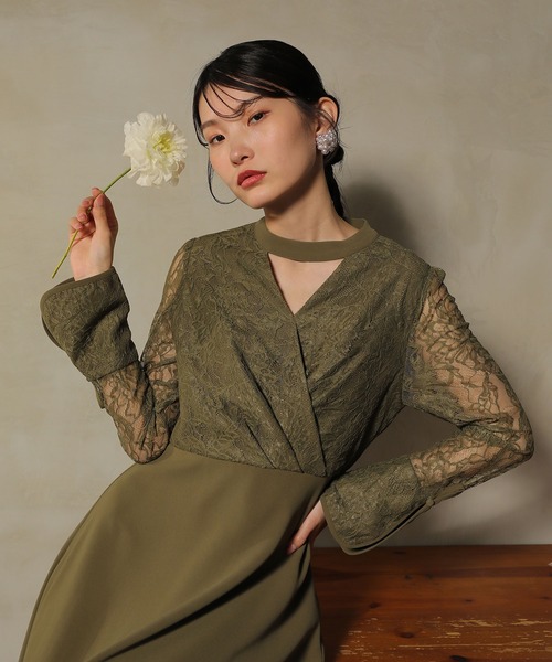【値下げ】kana フラワーレースワンピース Kana ドレス フラワー レース トライアングルデザイン