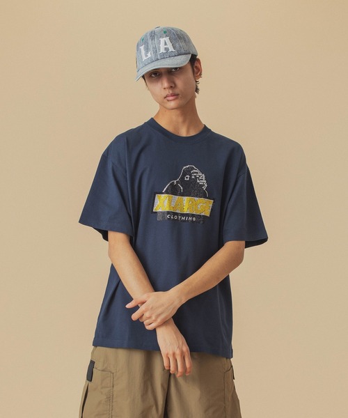完売必須 XLARGE HOOKED ON MUSIC L/S TEE 立体プリント◎ XLARGE | RHINE STONE SLANTED OG S/S TEE(BLACK)