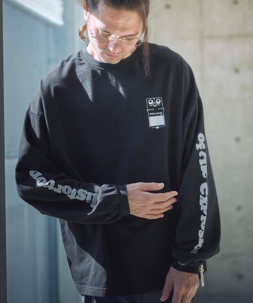 tシャツ ADAMPATEK/distortion long sleeve T/エフェクタープリントロングスリーブTシャツ(AP2514016) レデ