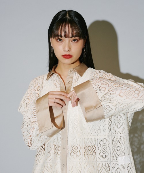 専用　todayful ブロックレースシャツ　ホワイト　新品 TODAYFUL（トゥデイフル）の「ブロックレースシャツ（シャツ/ブラウス