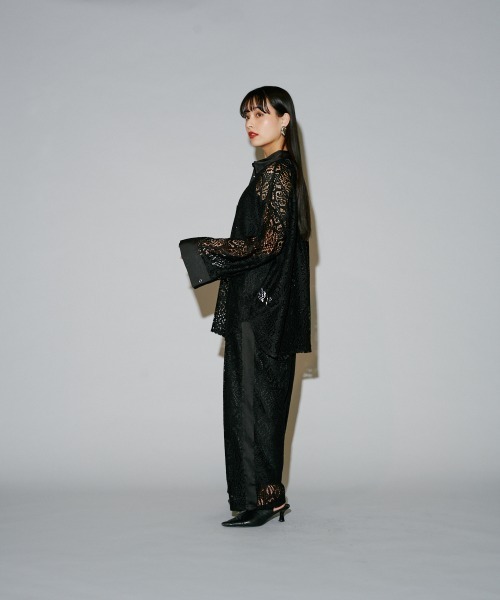パーティーに★ゴージャス！レース＆メッシュが綺麗なブラウス/ブラック terrace ブラウス シャツ ブロックレースシャツ レディース : ZOZOTOWN