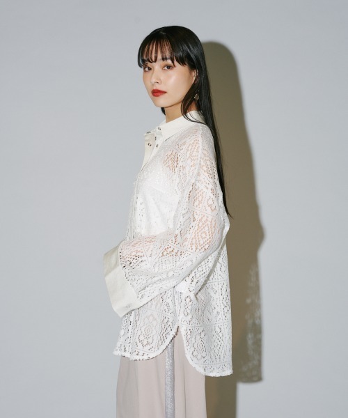 terrace ブラウス シャツ ブロックレースシャツ レディース : ZOZOTOWN