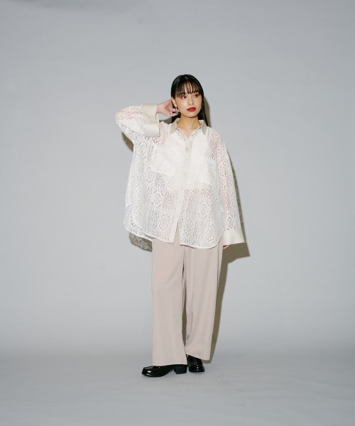 terrace ブラウス シャツ ブロックレースシャツ レディース : ZOZOTOWN