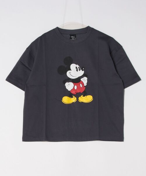 ★ELF SACK★新中国式 ロゴ ミッキー プリント Ｔシャツ/送料込 バックプリントTシャツ(ミッキー&ミニー)(M オフシロ): トップス