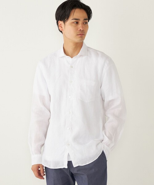 未使用 SHIPS Albini リネンシャツ　白　Large 未使用 SHIPS Albini リネンシャツ 白 Large