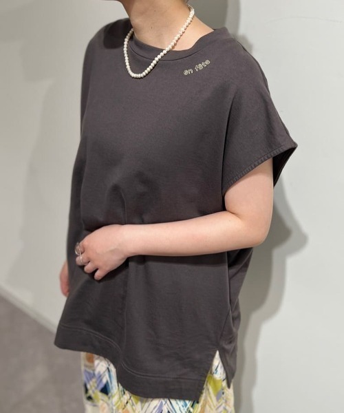 tシャツ ミニ裏毛刺繍ロゴプルオーバー レディース
