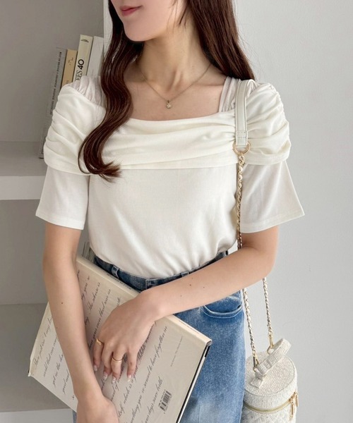 one after another NICE CLAUP tシャツ オフショルカット