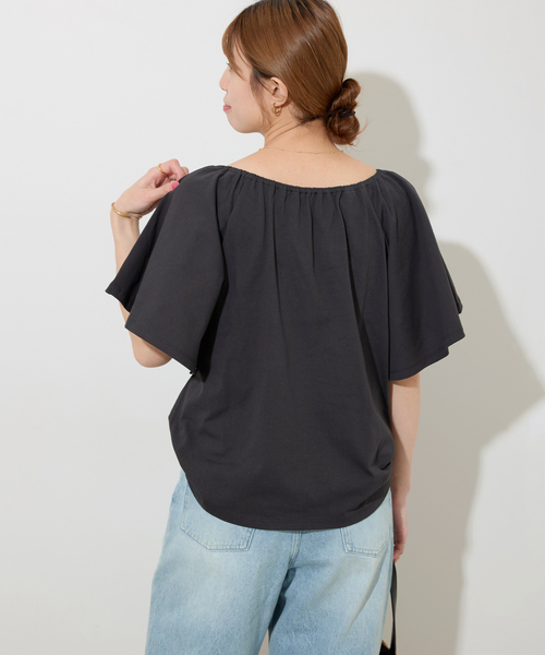 JOURNAL STANDARD relume tシャツ ギャザーネックショート