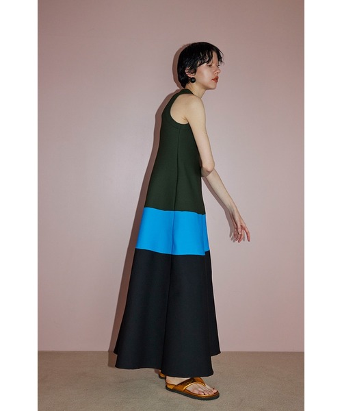 OMMO（オーエムエムオー） ワンピース TENT LINE BLOCKING KNIT OP 
