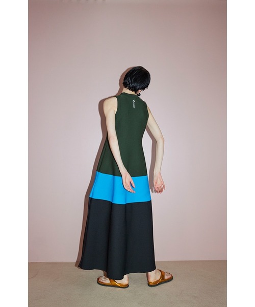 OMMO（オーエムエムオー） ワンピース TENT LINE BLOCKING KNIT OP