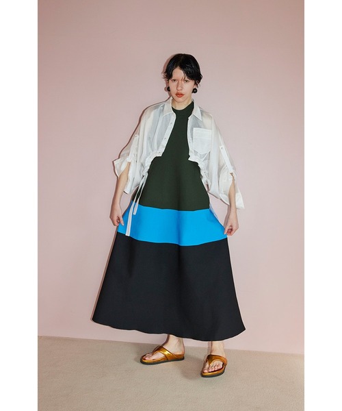 OMMO（オーエムエムオー） ワンピース TENT LINE BLOCKING KNIT OP