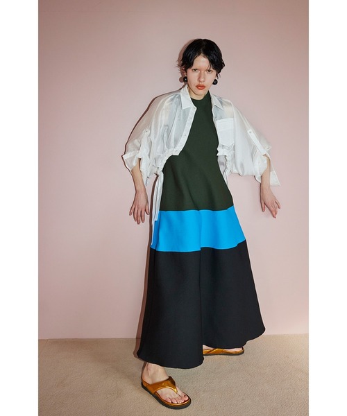 OMMO（オーエムエムオー） ワンピース TENT LINE BLOCKING KNIT OP