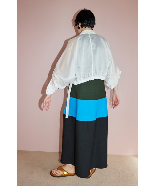 OMMO（オーエムエムオー） ワンピース TENT LINE BLOCKING KNIT OP