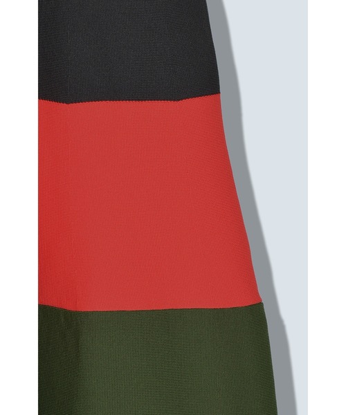 ワンピース OMMO TENT LINE BLOCKING KNIT OP RED OMMO（オーエムエムオー） ワンピース TENT LINE BLOCKING KNIT OP