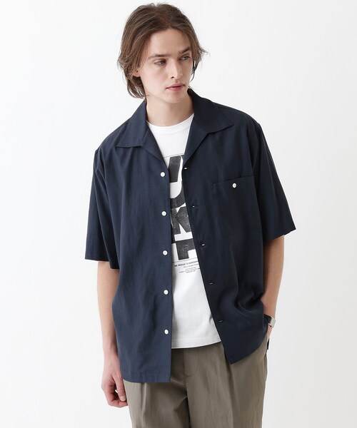 TAKEO KIKUCHI シャツ 「THE FLAGSHIP」変形オープンカラー 半袖