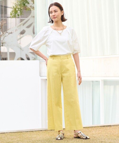 [ Area Free ] 7 минут рукав cut and sewn 44 желтый женский 