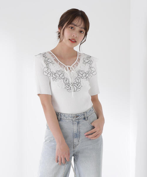 ニット セーター ケープ風レース付ニット / 1215170605 レディース PROPORTION BODY DRESSING ニット セーター ケープ風レース付