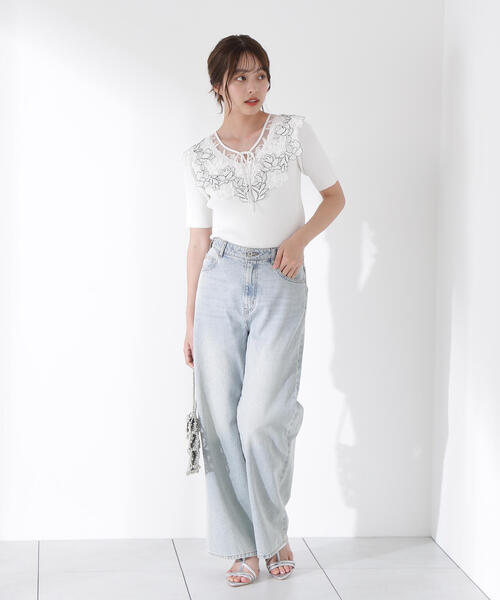 PROPORTION BODY DRESSING ニット セーター ケープ風レース付