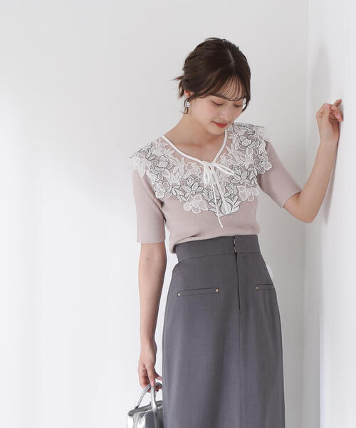 PROPORTION BODY DRESSING ニット セーター ケープ風レース付