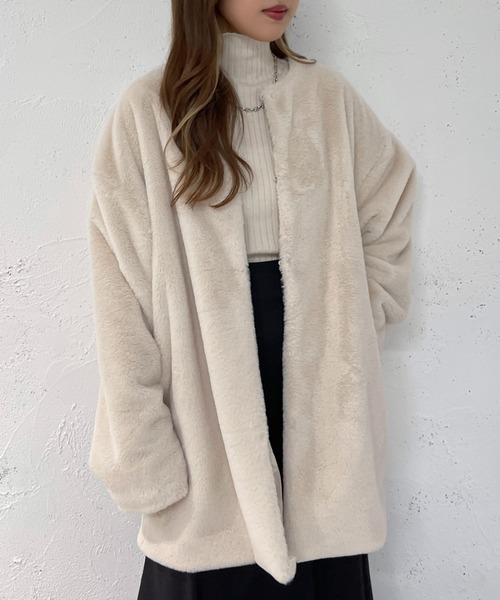「apres jour mignon」 ノーカラージャケット X-LARGE アイボリー レディース_画像2