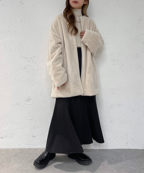 「apres jour mignon」 ノーカラージャケット X-LARGE アイボリー レディース_画像5