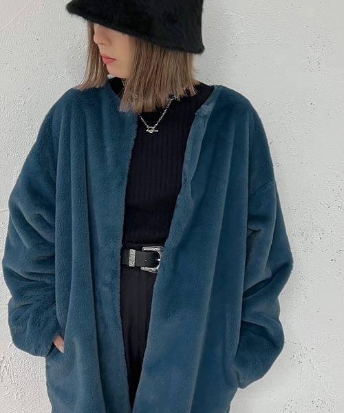 「apres jour mignon」 ノーカラージャケット X-LARGE アイボリー レディース_画像8