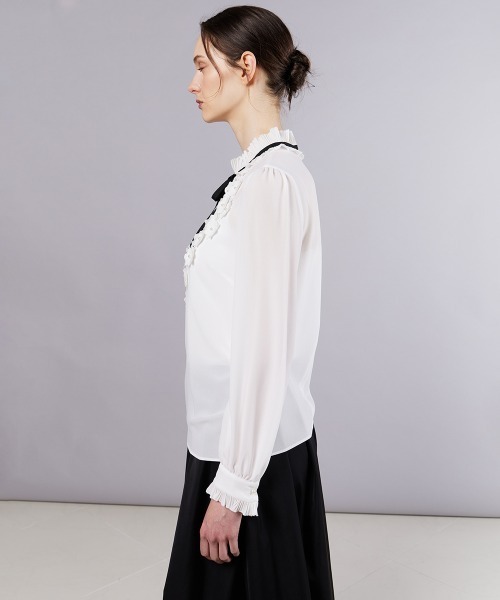 Sov. ブラウス シャツ フラワーシフォンブラウス レディース  