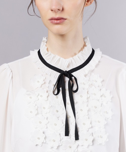 Sov. ブラウス シャツ フラワーシフォンブラウス レディース  