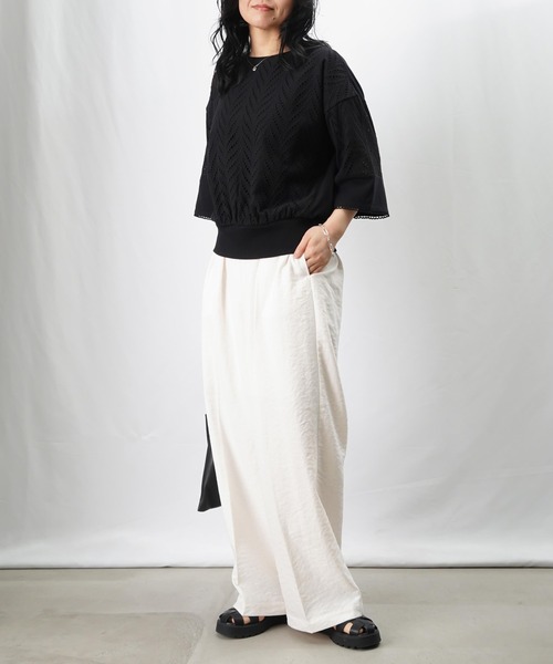 美品 Leilian レースドッキング カットソー Tシャツ 大きい