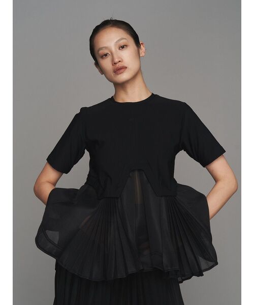 tシャツ SHEER ORIGAMI DOCKING T-SH「セットアップ着用可能」 / シアーオリガミドッキングTシャツ レディース